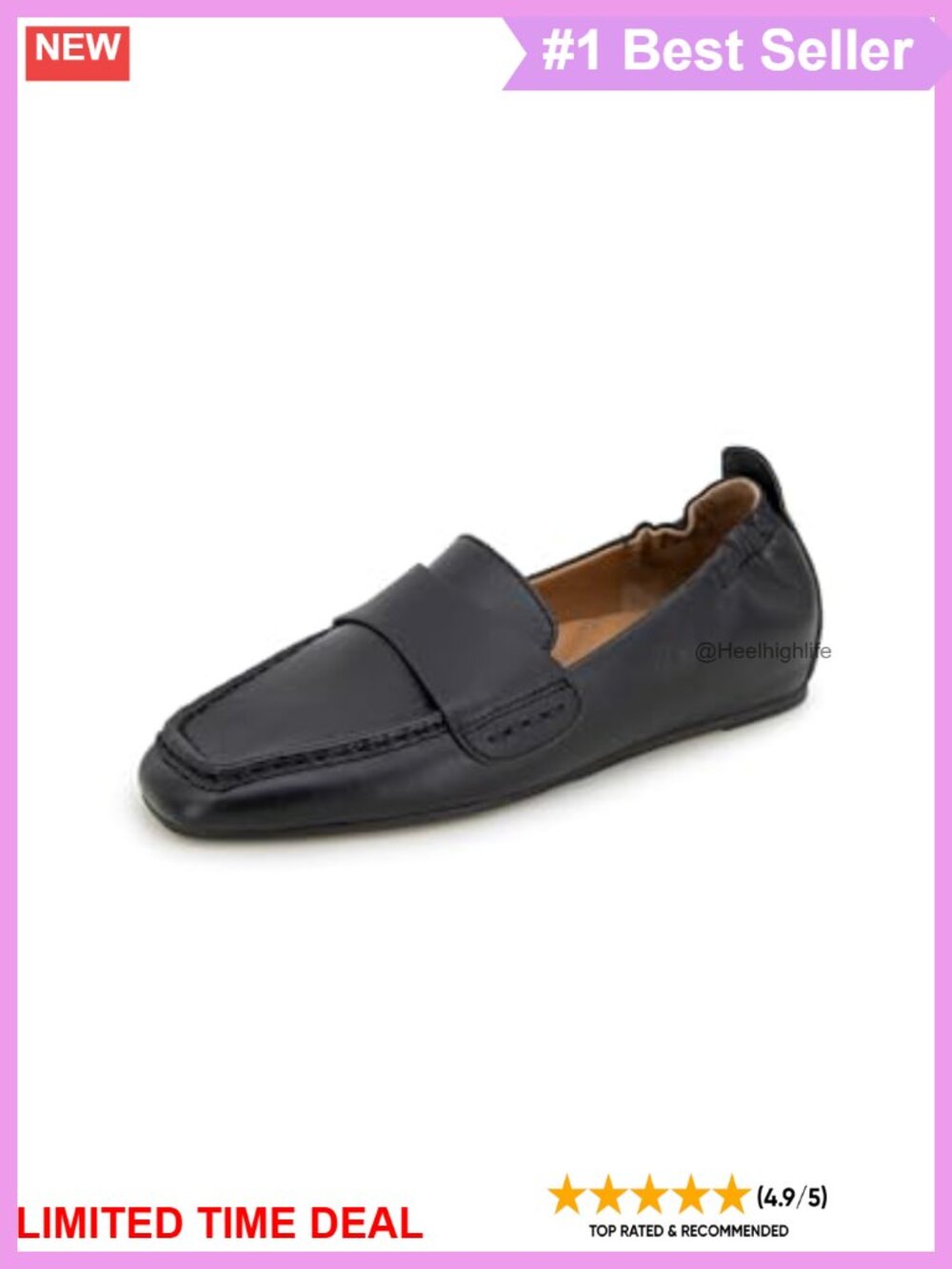 Leather Lined Almond Toe Loafer Flats Memory Foam Cushioned Slip-On